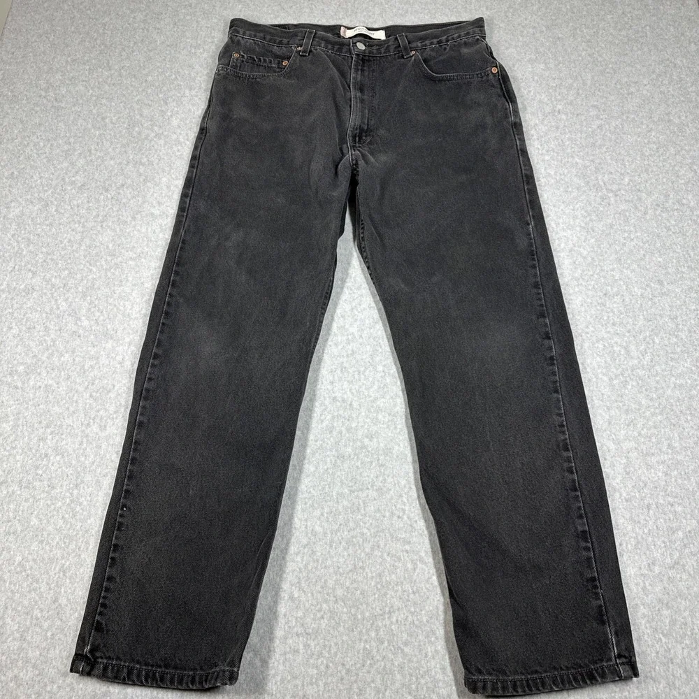Levis 505 Vintage Y2K Regular Fit Men's 36x30 Black Denim Jeans Retro